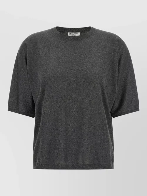 Brunello Cucinelli - sparkling lamé short sleeve cashmere sweater