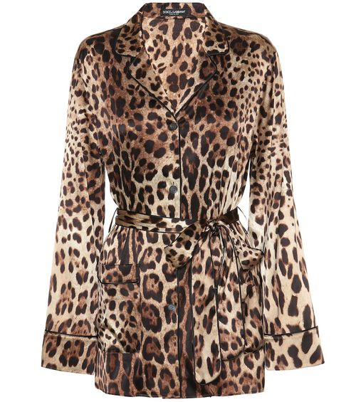 Dolce & Gabbana Leopard-print stretch-silk satin top