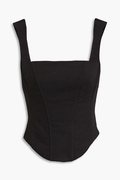 Cotton-blend twill bustier top - Black - IT 36