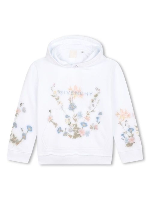 Hooded floral-print sweatshirt - White