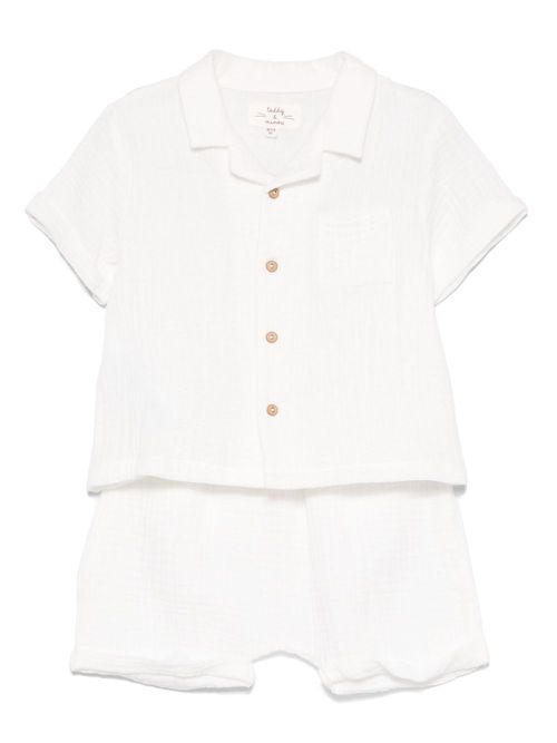 Textured shirt and shorts set - White
