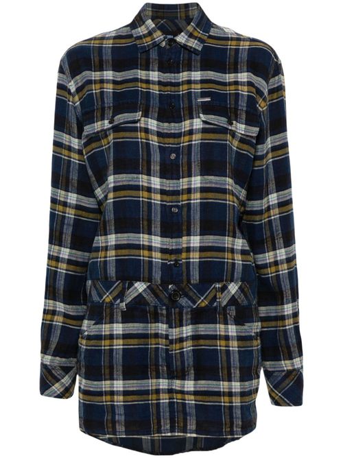 Plaid-check mini dress - Blue