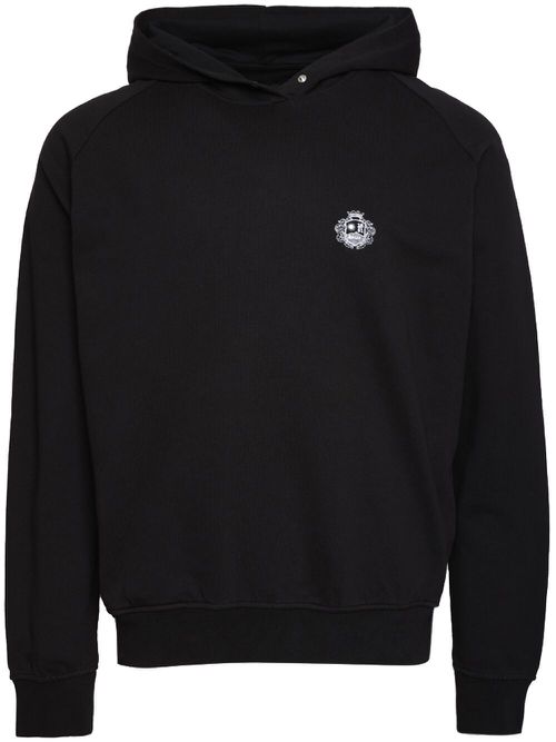 Graphic-print cotton hoodie - Black
