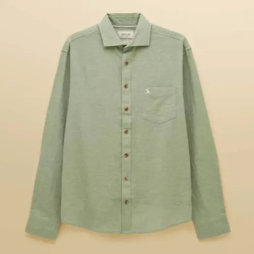 Joules Mens Mint Green Long Sleeve Linen Blend Shirt