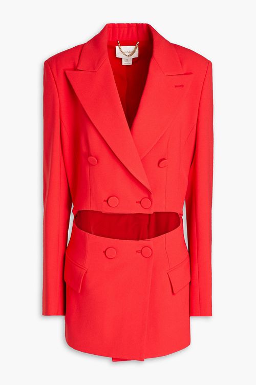 Double-breasted cutout crepe peplum blazer - Red - IT 46