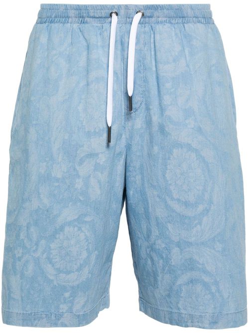 Patterned-jacquard chambray shorts - Blue