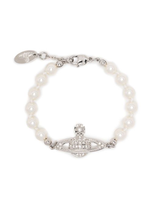 Orb crystal-embellished pearl bracelet - Silver