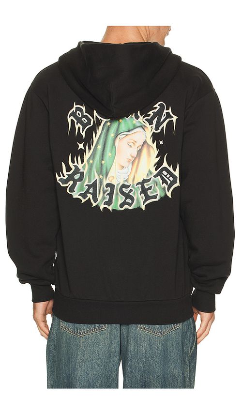 Born x Raised Guadalupe Zip-Up Hoodie in Black. L. Also in M, S, XL/1X