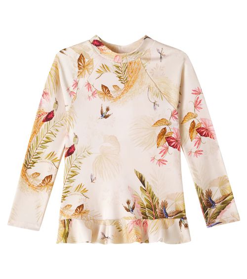 Zimmermann Kids Floral ruffled rashguard top