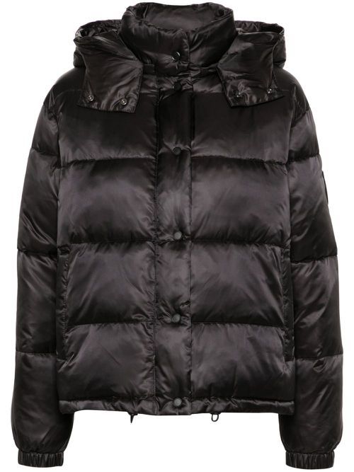 Love Birds-patch puffer jacket - Black