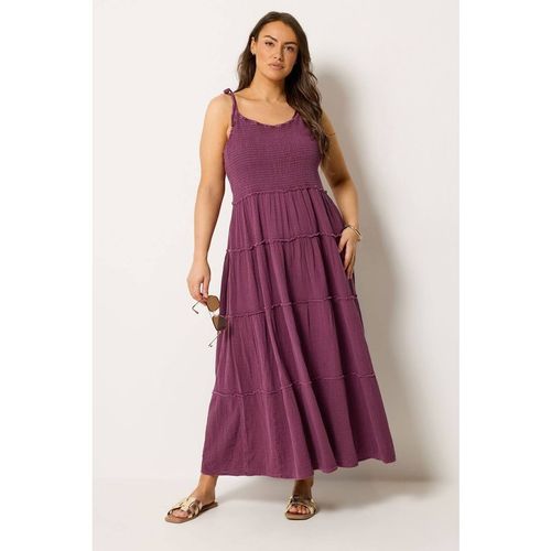 Yours Cheesecloth Tiered Maxi Dress In Purple