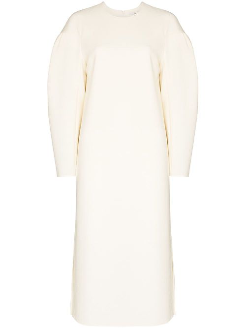 Dropped shoulder puffer sleeves dress - Neutrals