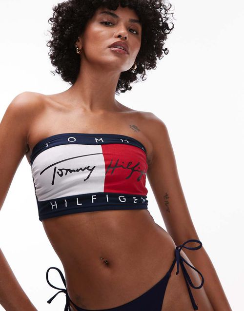 Flag bandeau top in red white blue-Multi