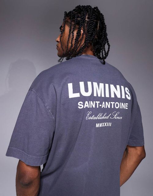 River Island oversized t-shirt with luminis back print in black