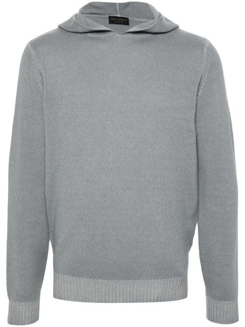 Knitted wool blend hoodie - Grey