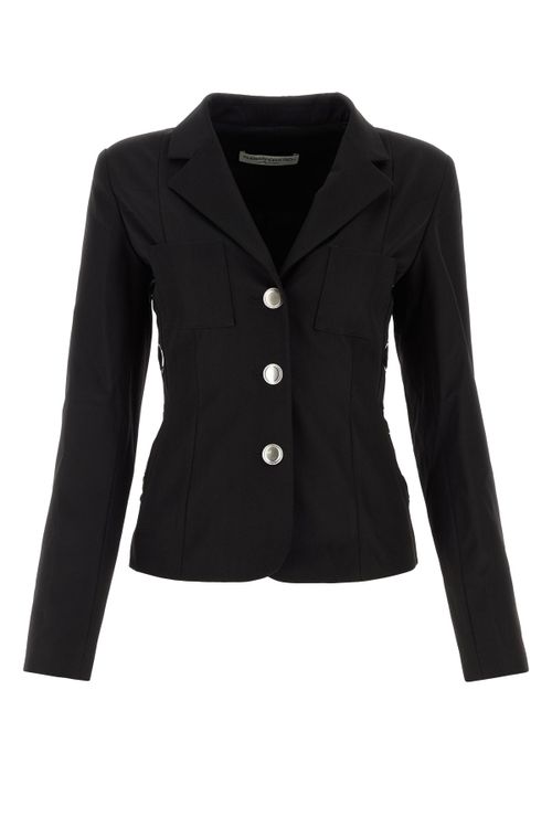 Single-Breasted Wool Blazer — Black