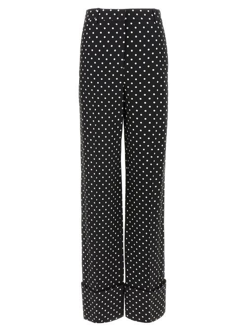 Polka Dot Viscose Trousers — Black