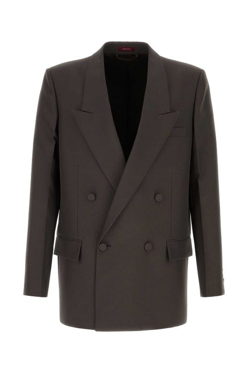 Double-Breasted Wool Blazer — Brown