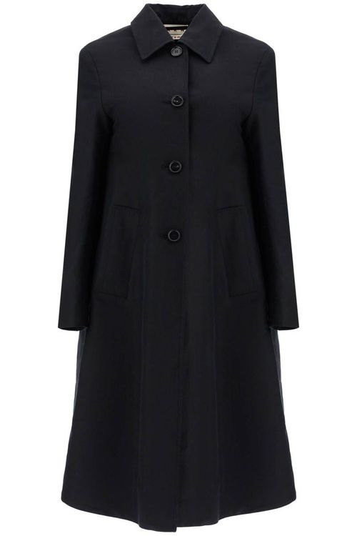 Minimalist black cotton raincoat for women