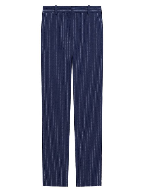 Women's Pinstriped Crepe Slim-Fit Pants - Navy Multi