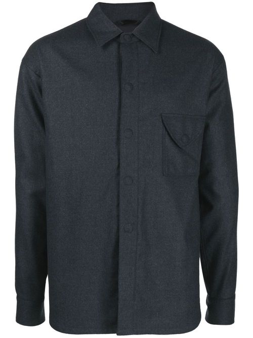 Wool shirt jacket - Blue