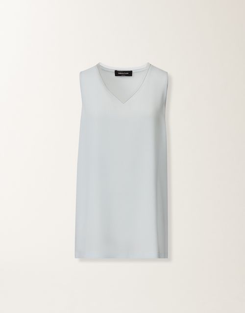 Crepe de chine tank top, aqua