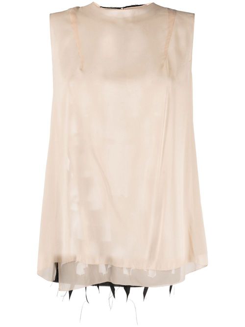 Cut-out detail sleeveless blouse - Neutrals