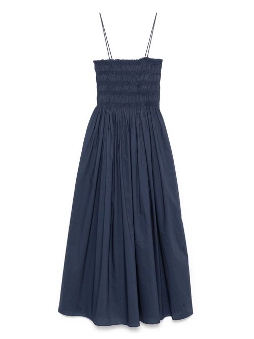Matteau shirred-bodice midi dress - Blue