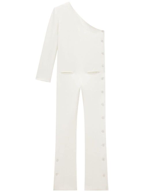 Asymmetric crepe jumpsuit - White