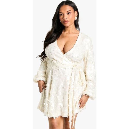 Womens Plus Disc Sequin Skater Dress - White - 26, White