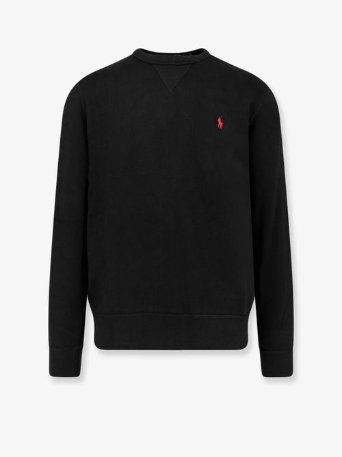 Cotton-Blend Crew Neck Sweater — Black