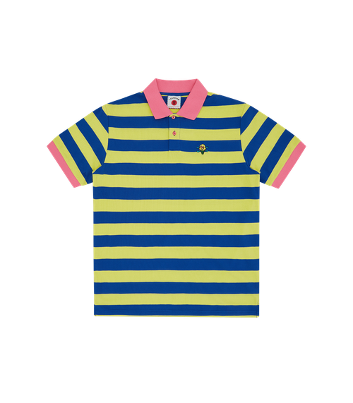 Cones And Bones Striped Polo Shirt - Slime Green/Blue Stripe