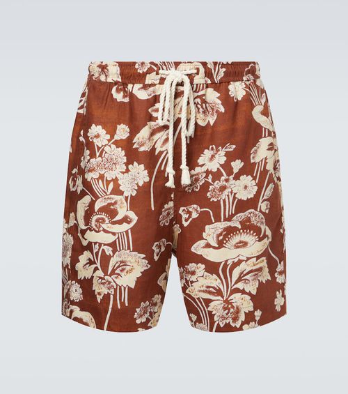 Floral linen Bermuda shorts