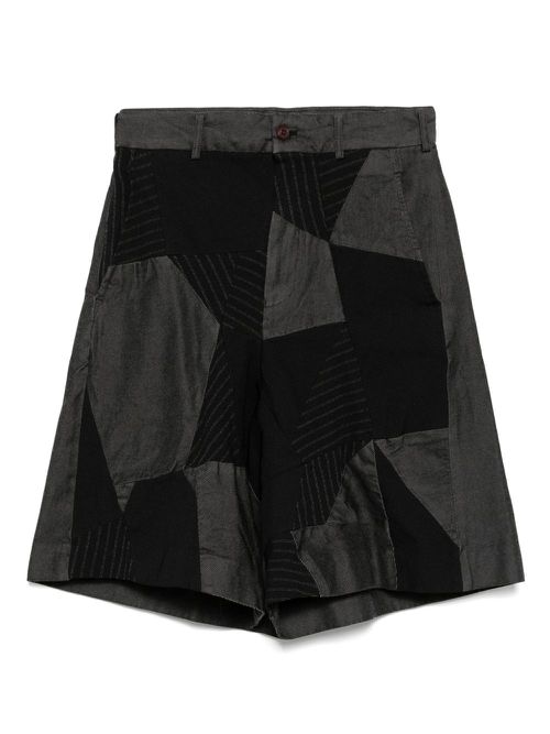 Black Comme Des Garçons Gabardine patchwork shorts