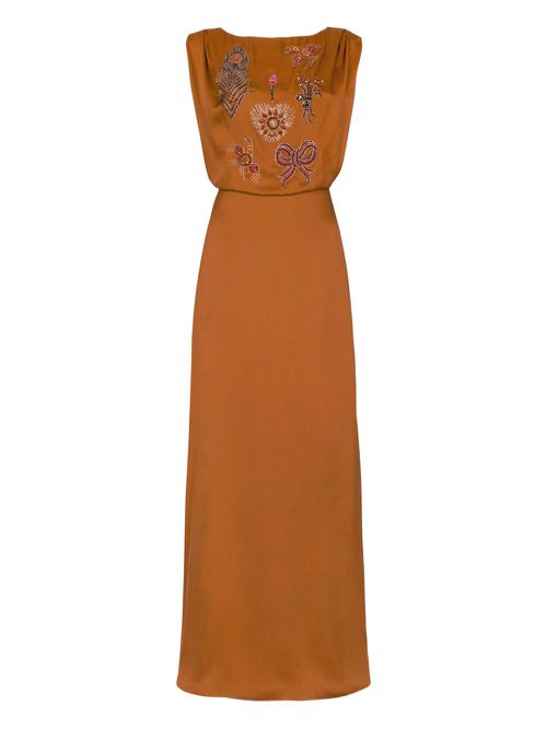 Temperley London Adalina beaded maxidress - Orange