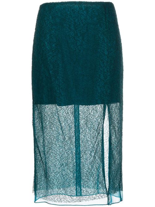 Double-layered silk skirt - Green
