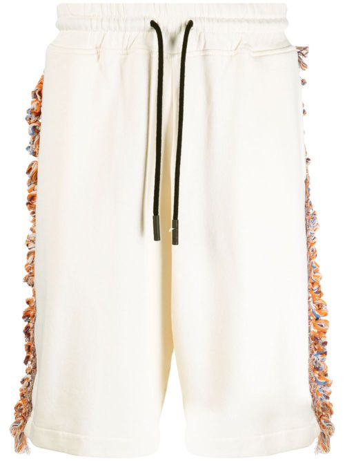 Frayed-detailing cotton shorts - White