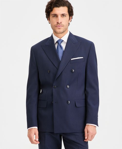 Men's Classic-Fit Pinstripe Double-Breasted Suit Separate Jacket - Navy Pinstripe