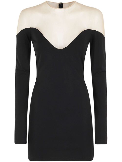 Mesh-panelling mini dress - Black