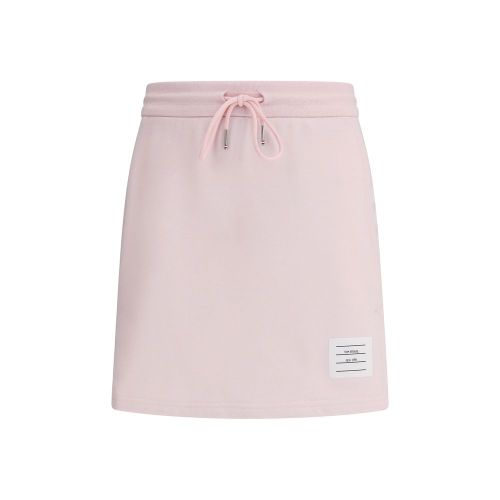 Drawstring Cotton Mini Skirt — Pink