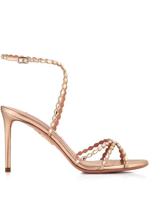 85mm Love Struck scalloped strap metallic sandals - Gold