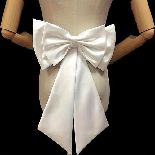 TEMU Elegant Removable Large Bow Wedding Dress Accessory For Women - Off-shoulder Polyester & Spandex Decorative Bow, Bridal Gowns And Forma
