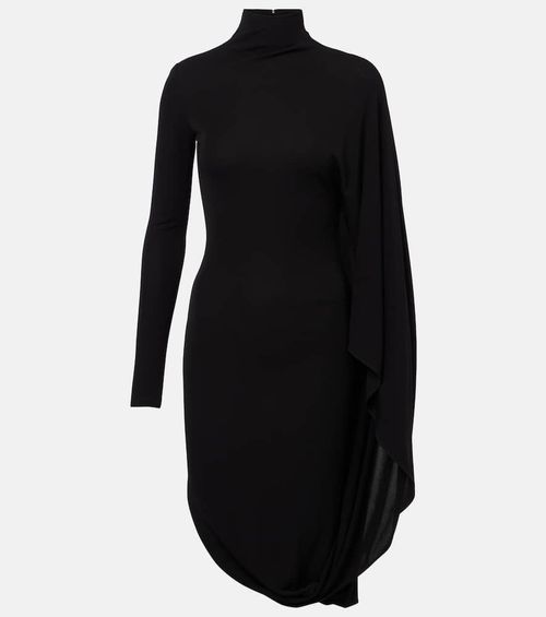 Draped high-neck midi dress