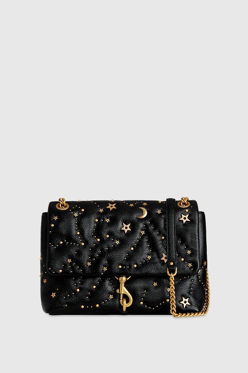 Rebecca Minkoff Edie Flap Shoulder With Celestial Studs Bag In Black/Celestia