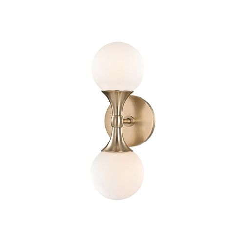 Astoria 2-Light 14" Wall Sconce in Aged Bra