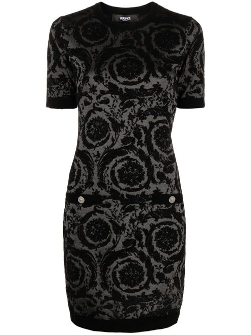 Barocco-jacquard chenille minidress - Black