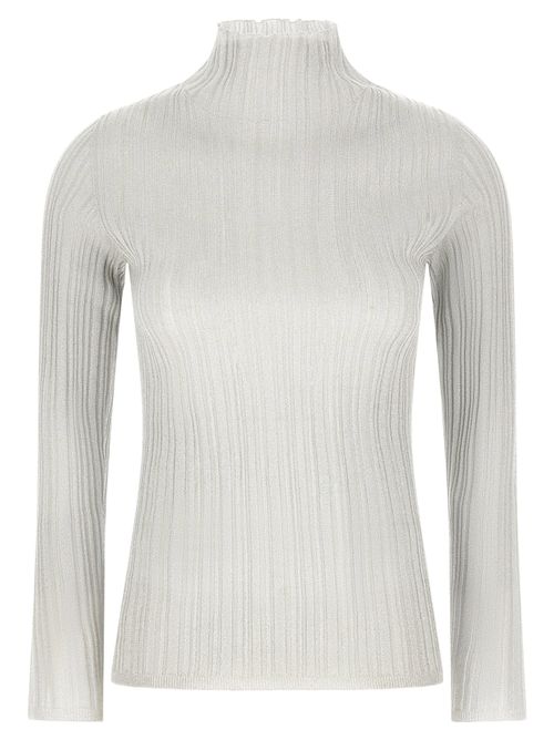 Lamé Ribbed Sweater — Pearl Gray