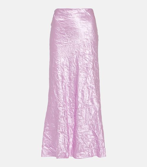 Crinkled satin slip skirt