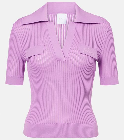 Ribbed-knit cotton polo shirt