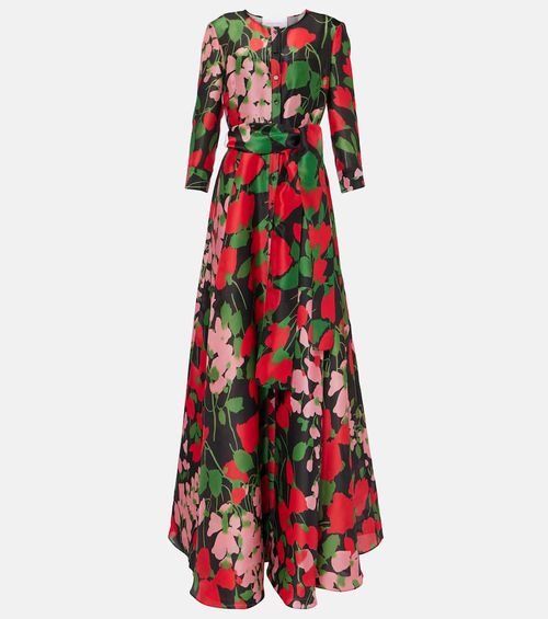 Floral silk gazar gown